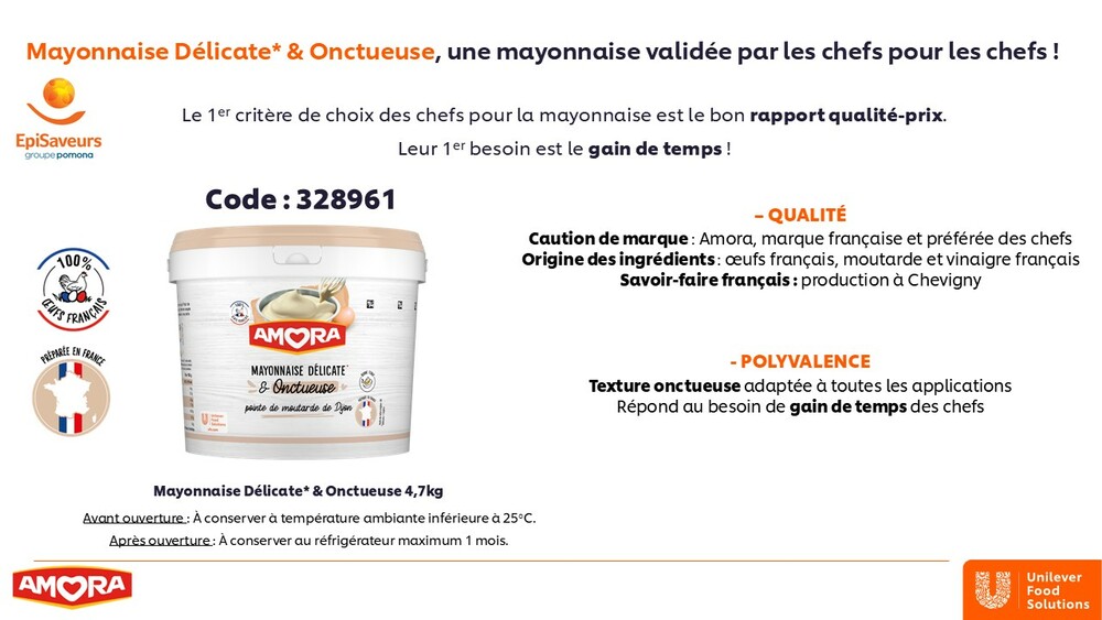 Nouvelle Mayonnaise AMORA Délicate et Onctueuse