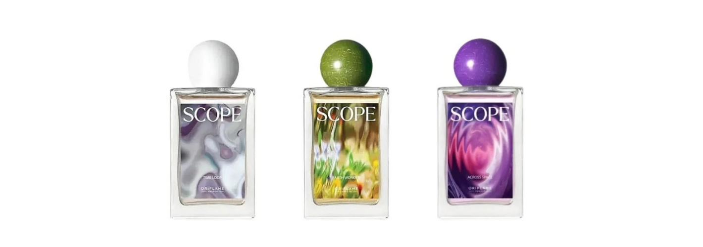 Marbled ball caps designed by Texen for Oriflame’s Scope Eau de Toilette range