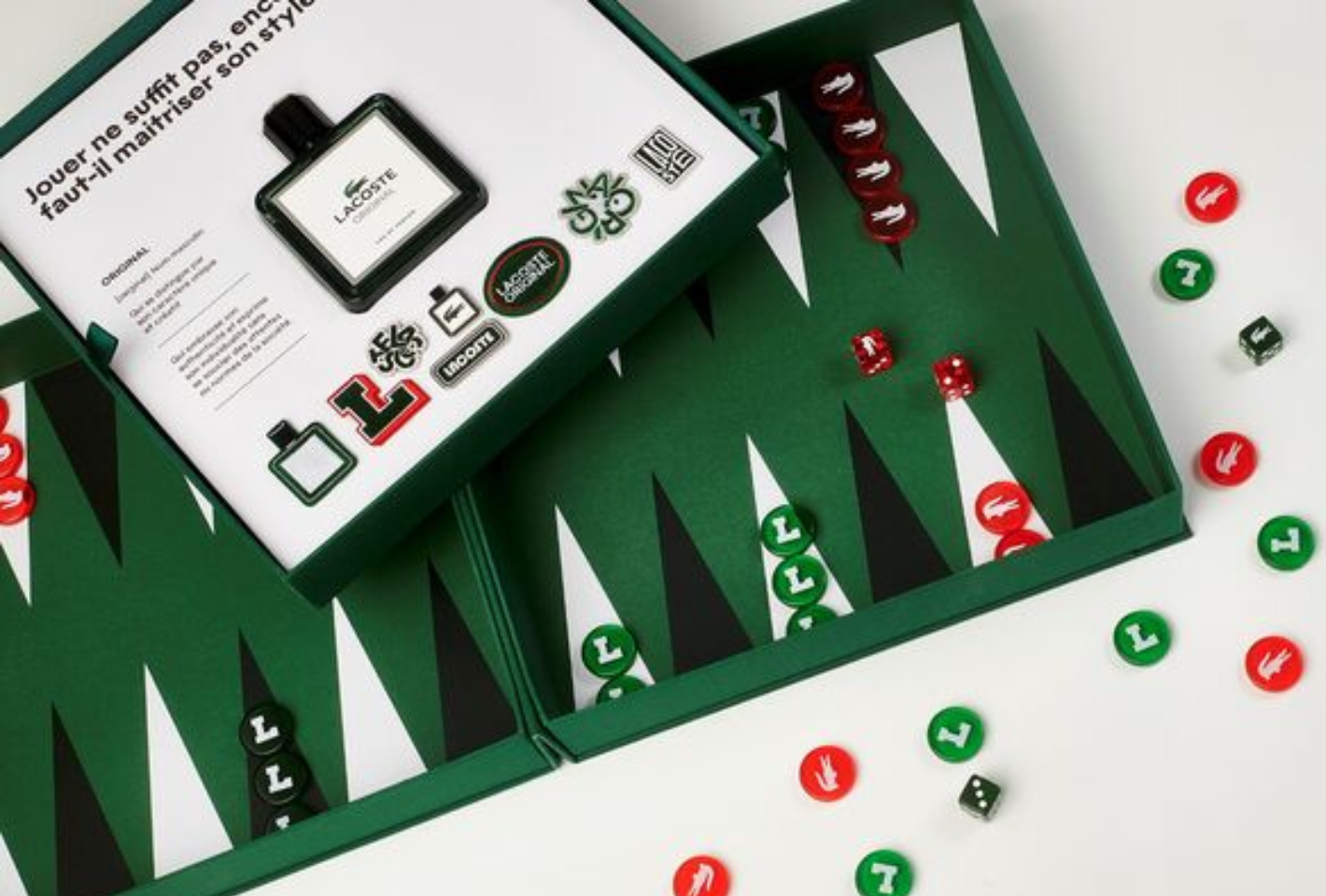 Fragrance and backgammon share the stage for Lacoste Original influencer kit