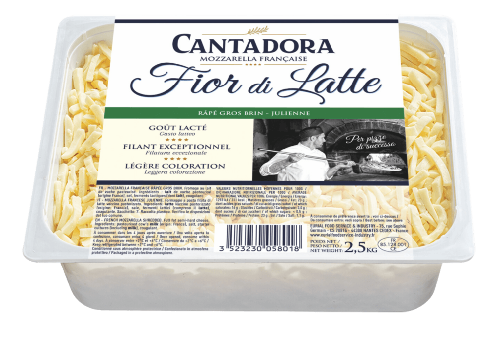 Ref. 300387 Mozzarella fior di latte 23% 2,5 kg CANTADORA