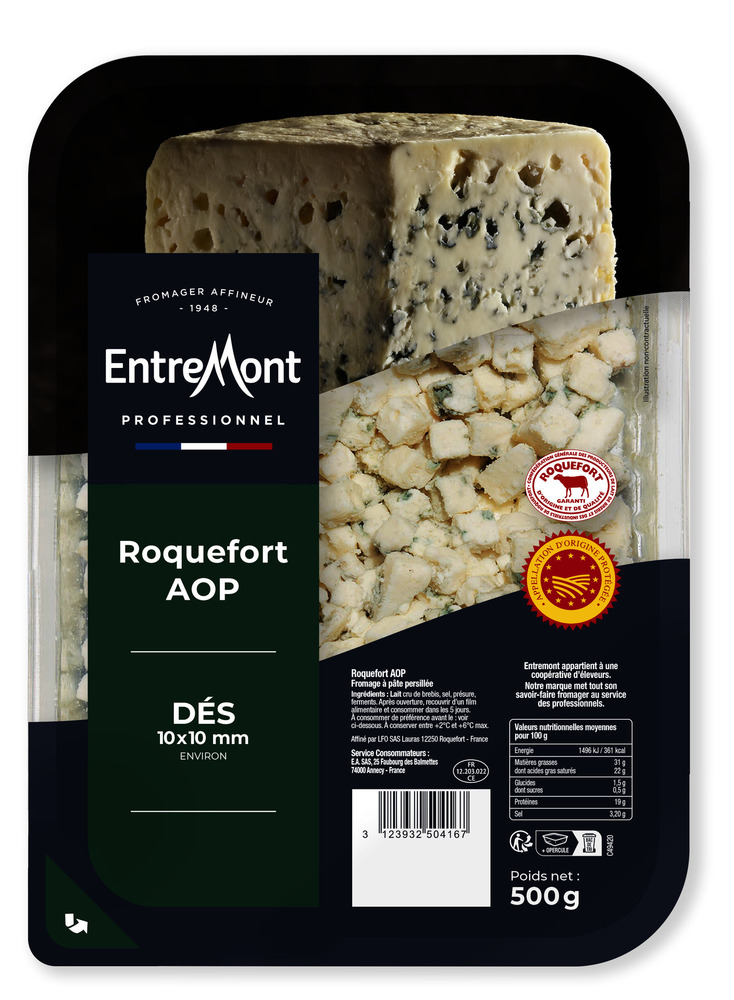 Ref. 299117 Dès de roquefort AOP 32% MG 500G