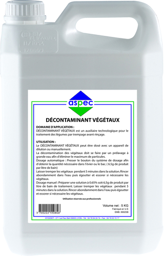 Décontaminant pour végétaux (légume et fruit) en bidon 5 kg ASPEC