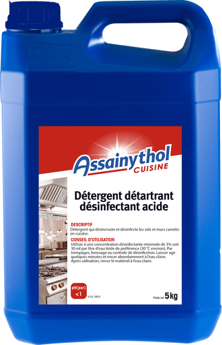 Détergent détartrant désinfectant acide en bidon 5 kg ASSAINYTHOL. TP2