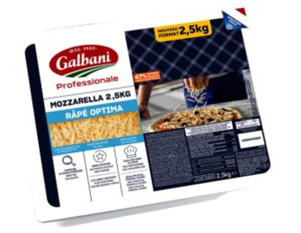 Ref. 304394 Mozzarella râpée Optima 25% MG 2,5KG Galbani